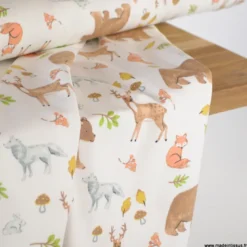 Tissu jersey motif animaux de la foret - OEKO TEX