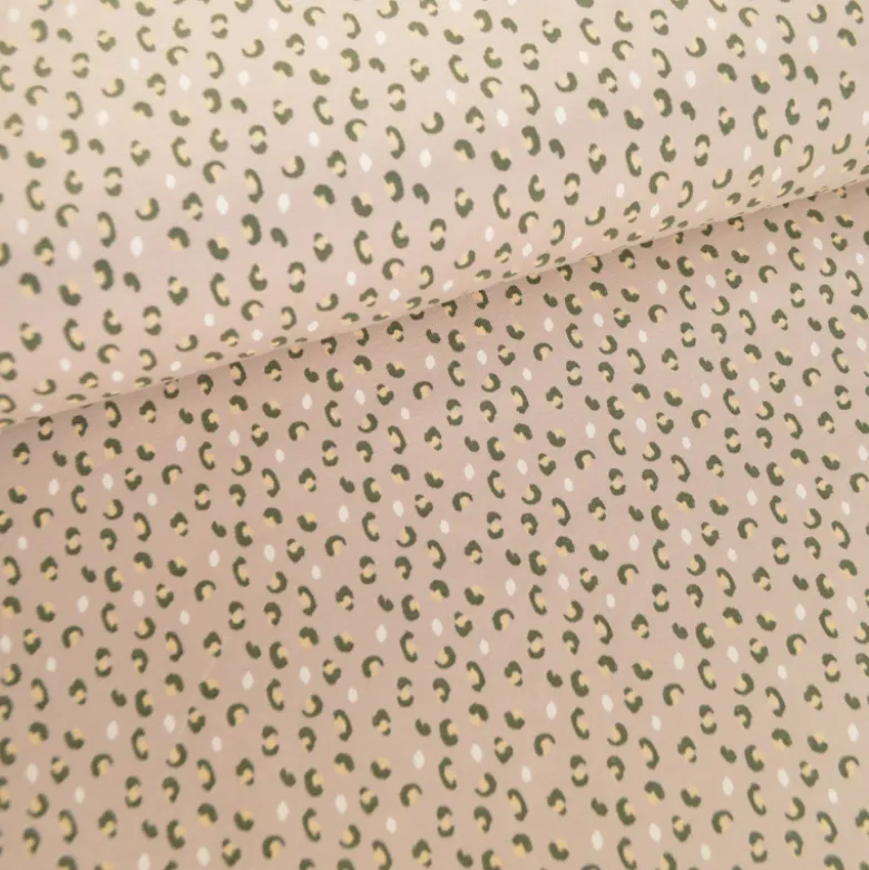 Tissu jersey à motif léopard fond sable - OEKO TEX