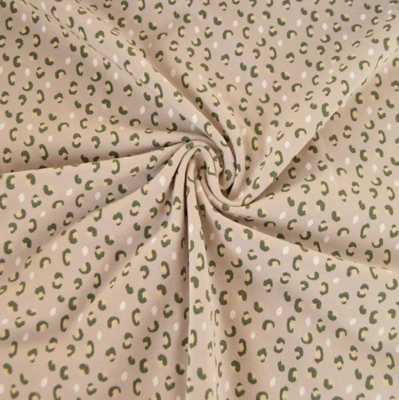 Tissu jersey à motif léopard fond sable - OEKO TEX