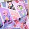 Tissu jersey motif Mangas Japonais Rose et Parme