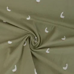 Tissu jersey motifs oies sur fond vert kaki - OEKO TEX
