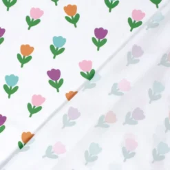 Tissu jersey motif Tulipes fond blanc - OEKO TEX