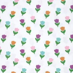 Tissu jersey motif Tulipes fond blanc - OEKO TEX