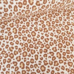 Tissu jersey éponge coton – Motif léopard fond blanc cassé - OEKO TEX