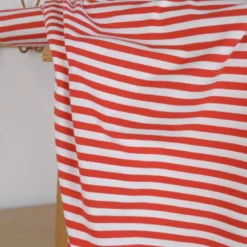 Tissu jersey à rayures larges type marinière Rouge et blanc - OEKO TEX