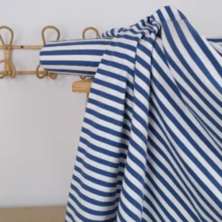 Tissu jersey à rayures larges type marinière Bleu Indigo et blanc - OEKO TEX