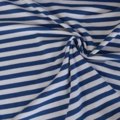 Tissu jersey à rayures larges type marinière Bleu Indigo et blanc - OEKO TEX