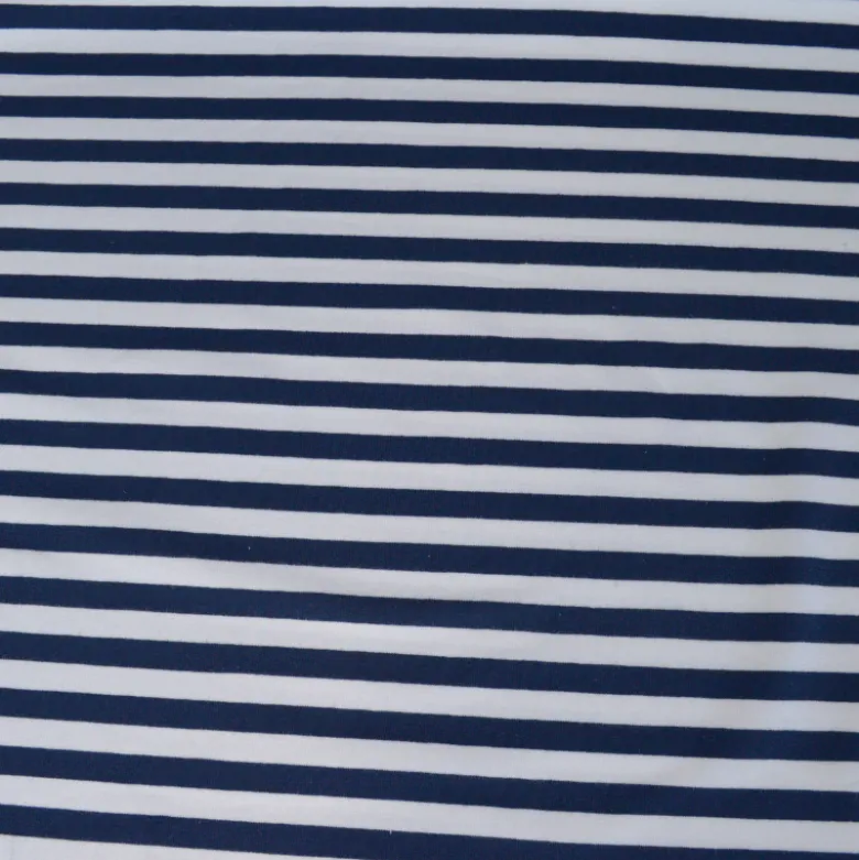 Tissu jersey à rayures larges type marinière Bleu marine et blanc - OEKO TEX