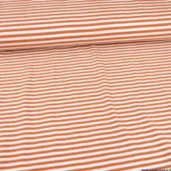 Tissu jersey à rayures type marinière Brique et blanc - OEKO TEX