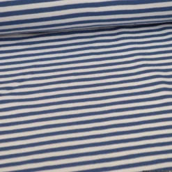 Tissu jersey à rayurestype marinière Indigo et blanc - OEKO TEX