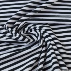 Tissu jersey à rayurestype marinière noir et blanc - OEKO TEX