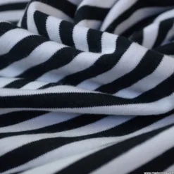 Tissu jersey à rayurestype marinière noir et blanc - OEKO TEX