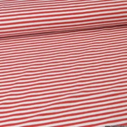 Tissu jersey à rayures type marinière Rouge et blanc - OEKO TEX