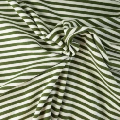 Tissu jersey à rayures type marinière vert bouteille et blanc - OEKO TEX
