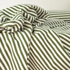 Tissu jersey à rayures type marinière vert bouteille et blanc - OEKO TEX
