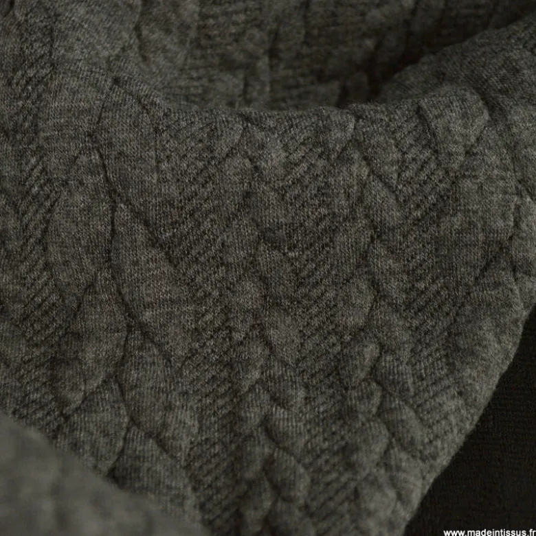 Tissu jersey torsadé gris anthracite