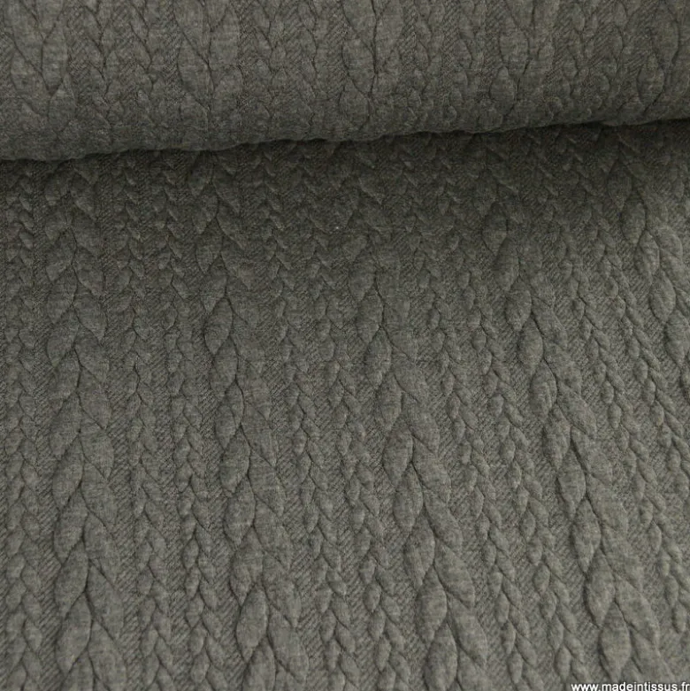 Tissu jersey torsadé gris anthracite
