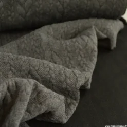 Tissu jersey torsadé gris anthracite