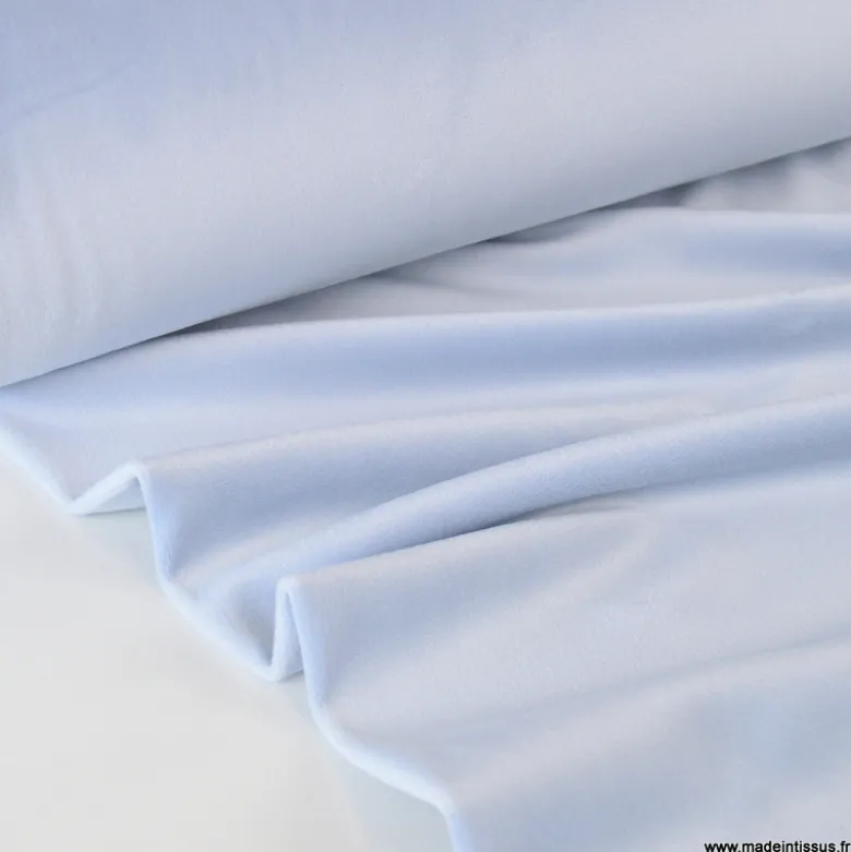 Tissu jersey velours Chilly ultra doux - Bleu ciel