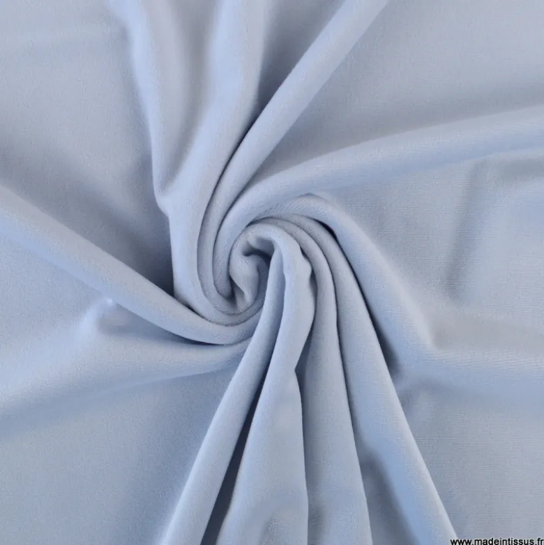 Tissu jersey velours Chilly ultra doux - Bleu ciel