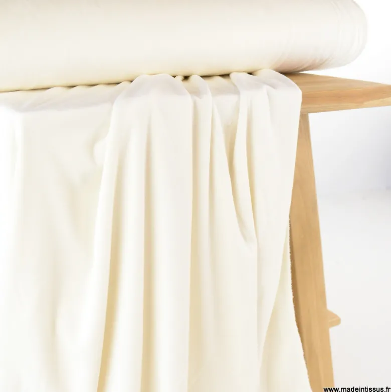 Tissu jersey velours Chilly ultra doux - Ecru