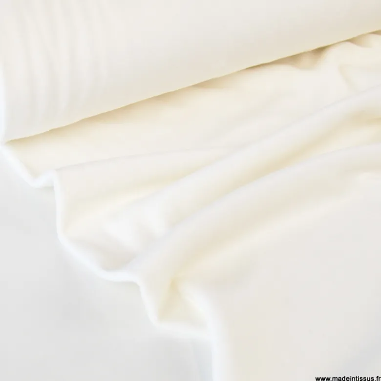Tissu jersey velours Chilly ultra doux - Ecru