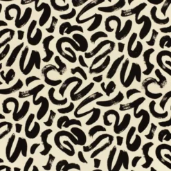 Tissu jersey viscose motif abstrait beige et noir
