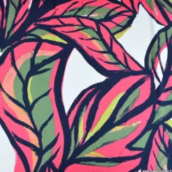 Tissu jersey viscose motif grandes feuilles Rose fuchsia
