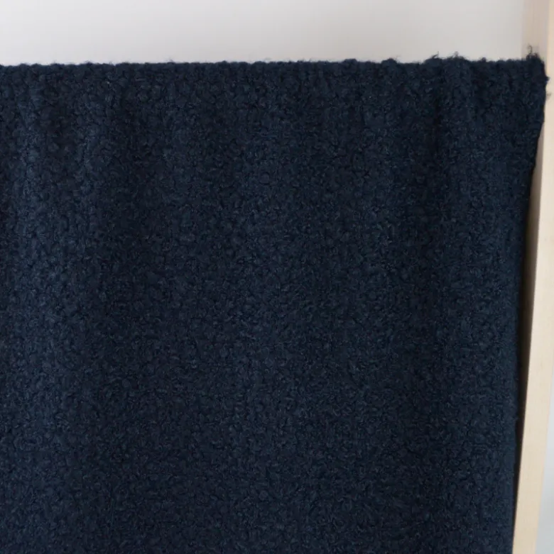 Tissu Lainage Bouclette - Bleu marine