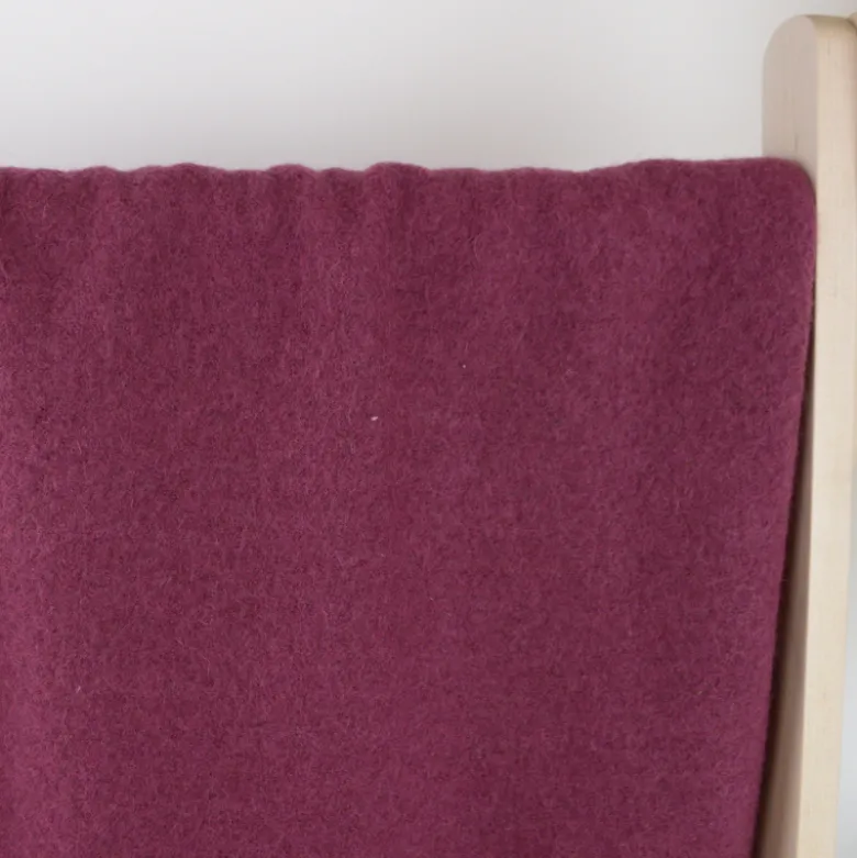 Tissu Laine bouillie coloris bordeaux 100% laine - oeko-tex