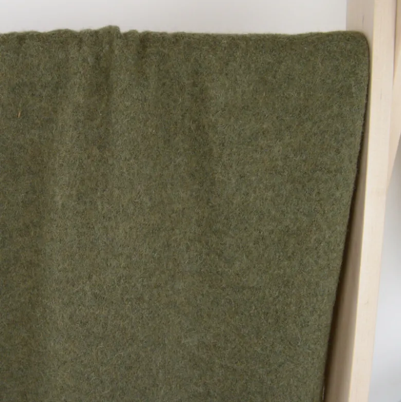 Tissu Laine bouillie coloris kaki 100% laine - oeko-tex