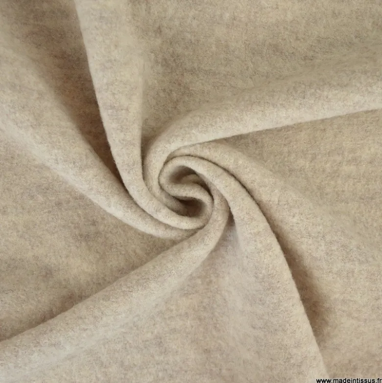 Tissu Laine bouillie 100% laine - coloris Sable clair mélangé