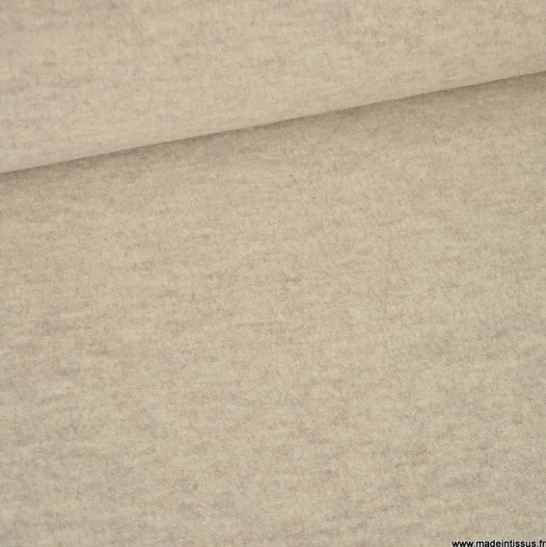 Tissu Laine bouillie 100% laine - coloris Sable clair mélangé
