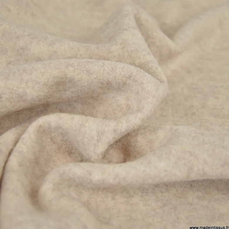 Tissu Laine bouillie 100% laine - coloris Sable clair mélangé