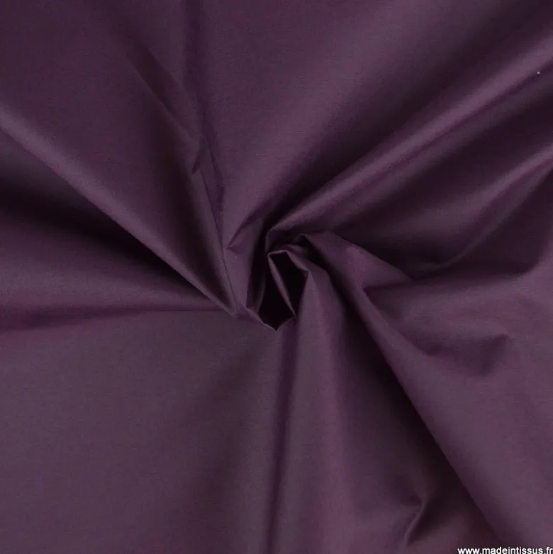 Tissu leger imperméable étanche polyester enduit acrylique prune.