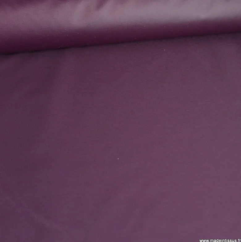 Tissu leger imperméable étanche polyester enduit acrylique prune.