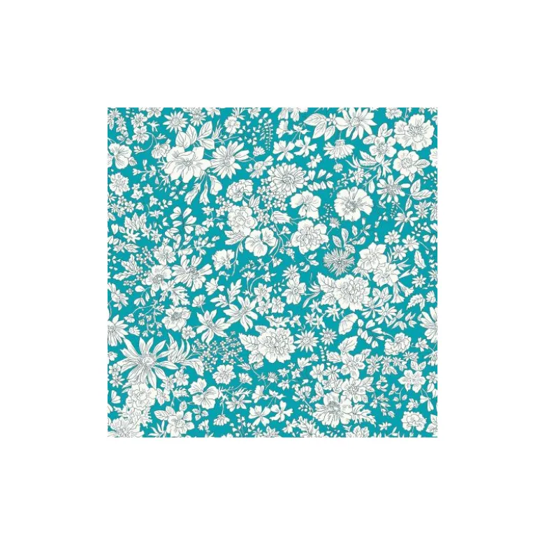 Tissu Liberty Fabrics - collection Emily Belle - pétrole Peacock - OEKO TEX