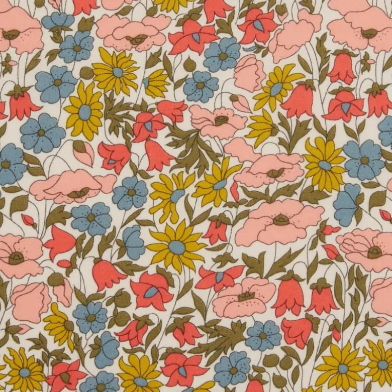 Tissu Liberty Poppy and Daisy rose et moutarde - OEKO TEX