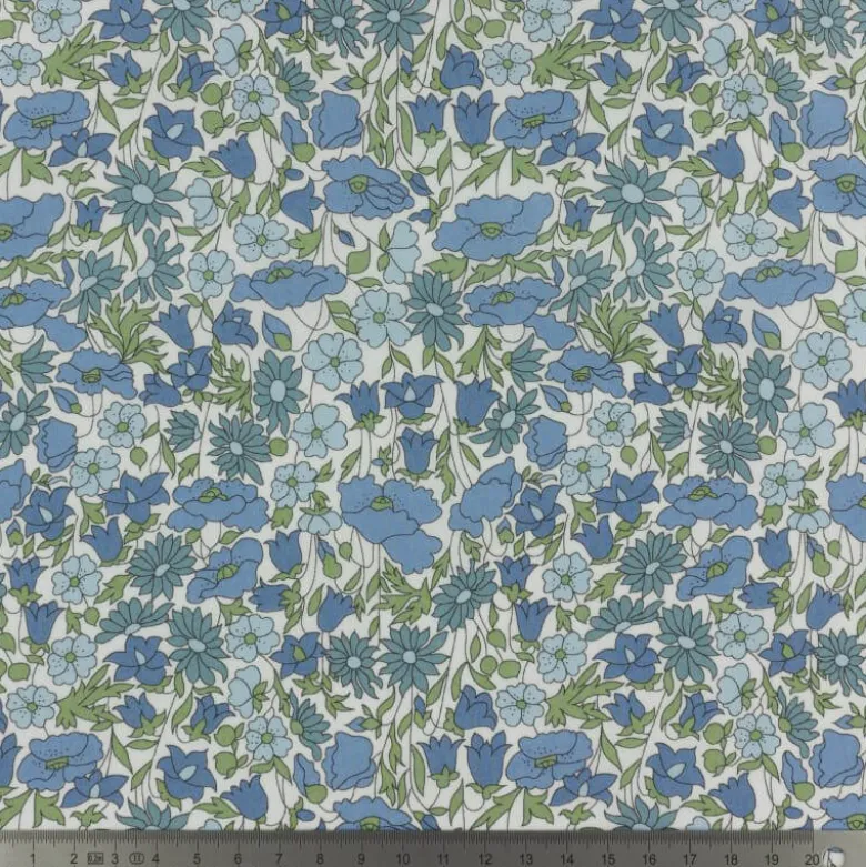 Tissu Liberty Poppy and Daisy bleu - OEKO TEX