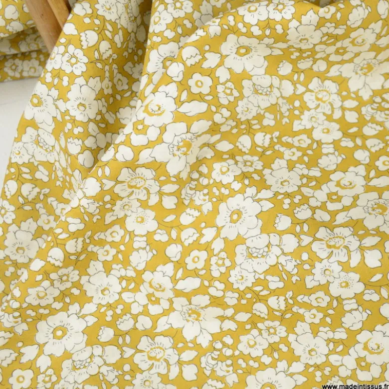 Tissu Liberty Tana Lawn - Betsy boo moutarde - OEKO TEX
