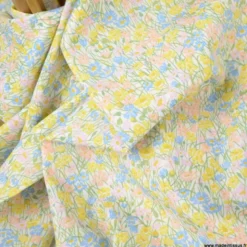 Tissu Liberty Tana Lawn - Meadowland jaune et rose - OEKO TEX
