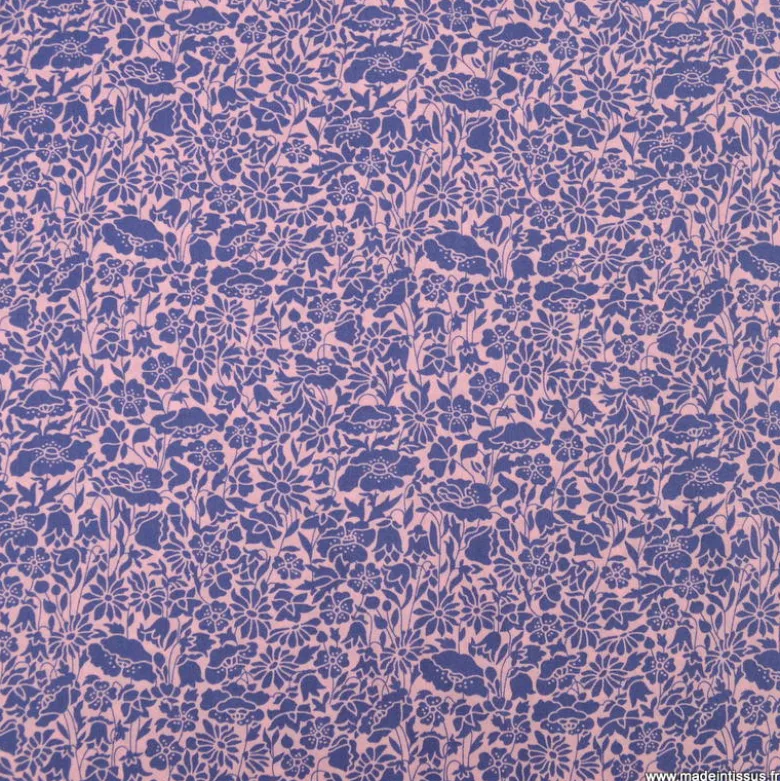 Tissu Liberty Tana Lawn - Meadowland rose et violet - OEKO TEX
