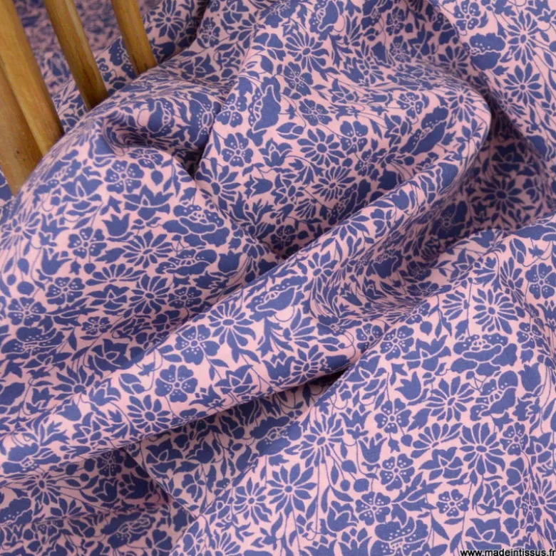 Tissu Liberty Tana Lawn - Meadowland rose et violet - OEKO TEX