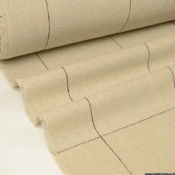 Tissu Lin d'ameublement Juliette Lin à carreaux noires