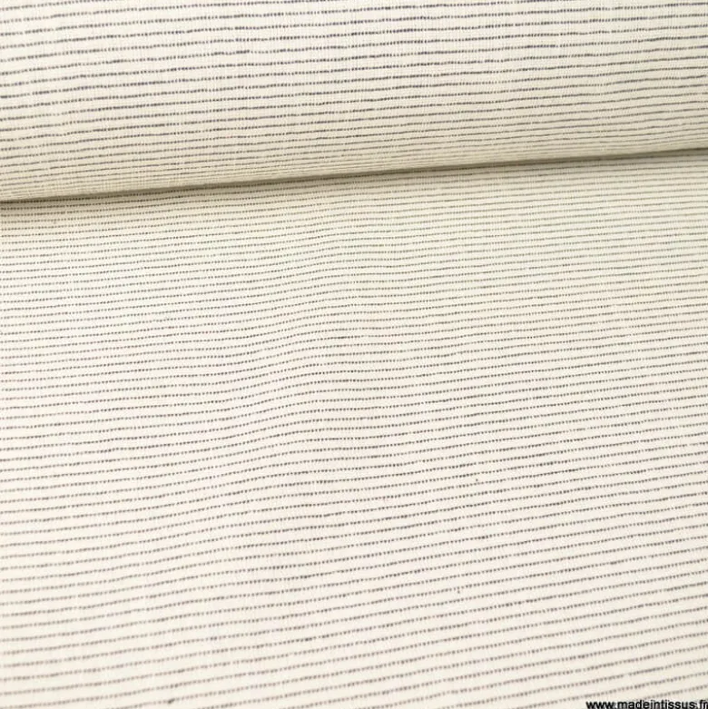 Tissu Lin d'ameublement Juliette Blanc à rayures noires
