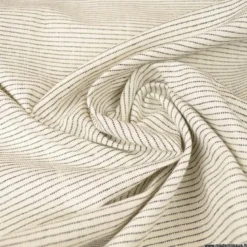 Tissu Lin d'ameublement Juliette Blanc à rayures noires