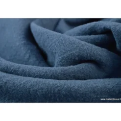 Tissu lin lavé bleu jean