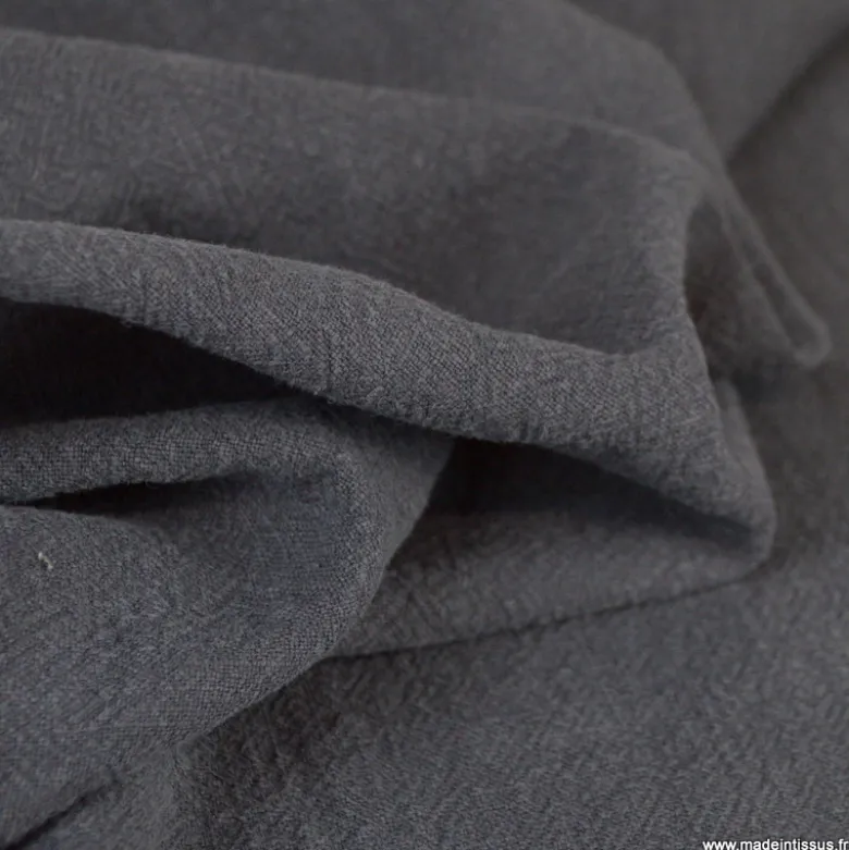 Tissu Lin Lavé gris bleuté