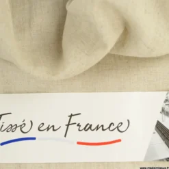 Tissu lin lavé Made in france en grande largeur coloris écru chiné.