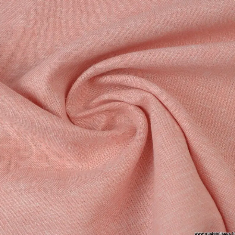 Tissu Lin Lavé Rose
